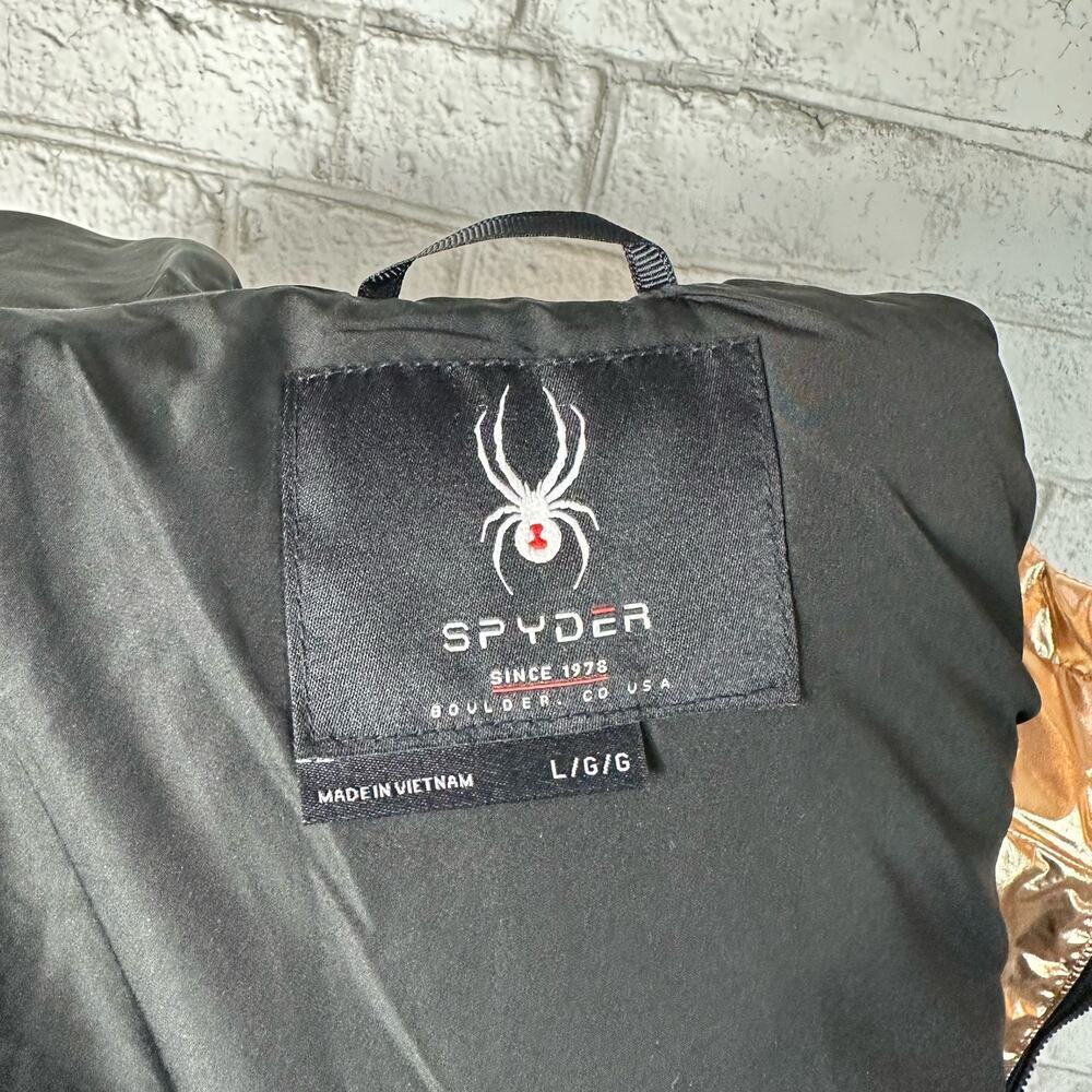 Spyder Coat Alyce Puffer Jacket Thermaweb Metallic Hooded Outdoor Rose Gold L - Picture 3 of 13